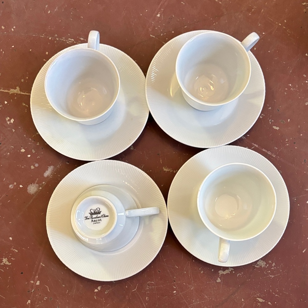 White Teacup and Saucer Set